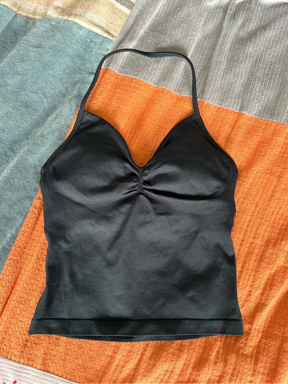Fern Black Ruched Front Halter Tank Top